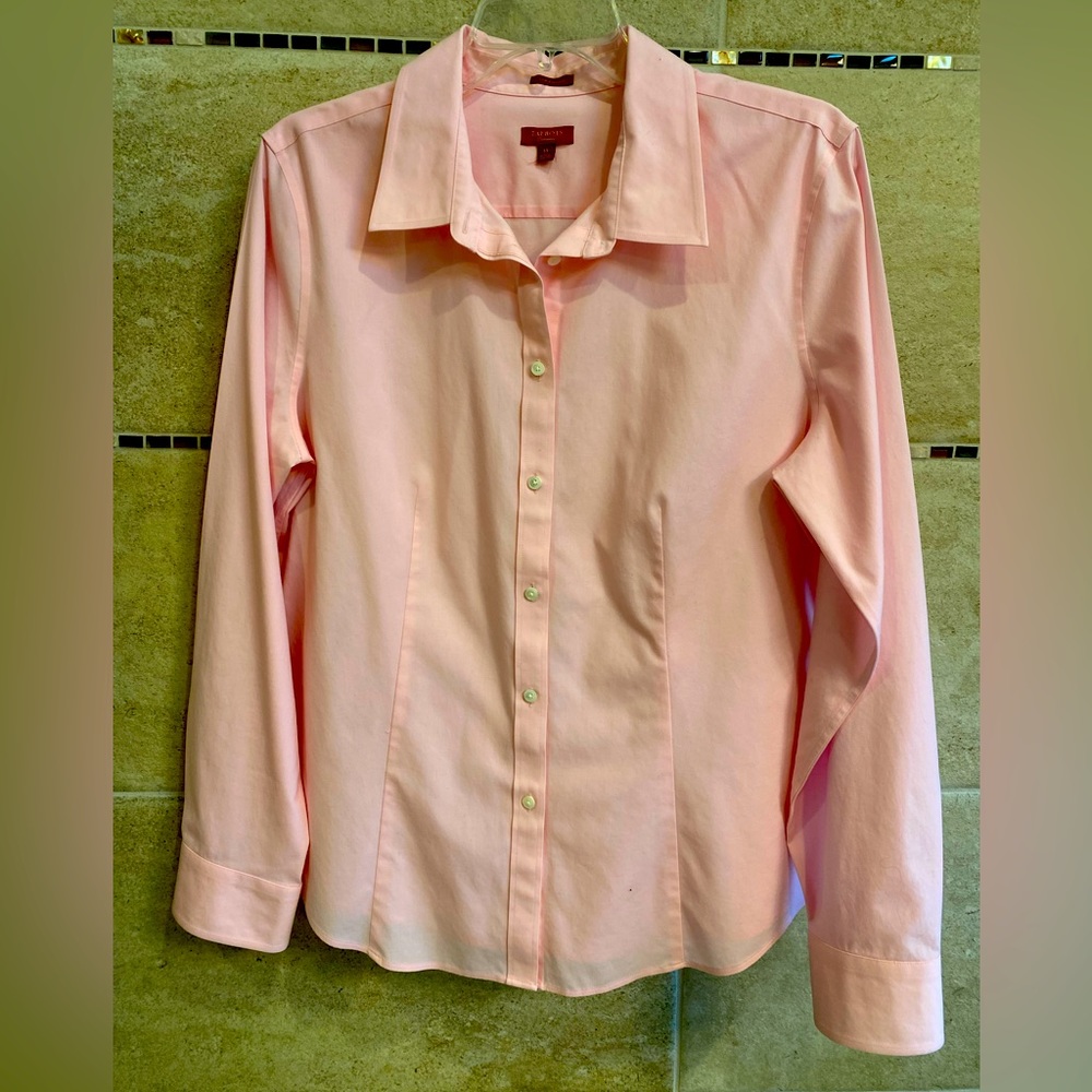 Talbots long sleeve pink blouse, size 14